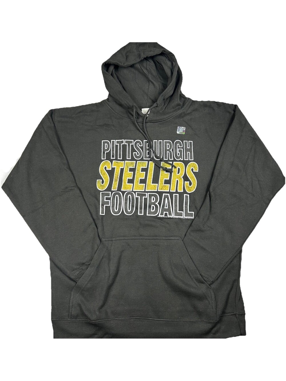 Pittsburgh Steelers Pullover Hoodie Men XL Black Distressed NFL Team Apparel New